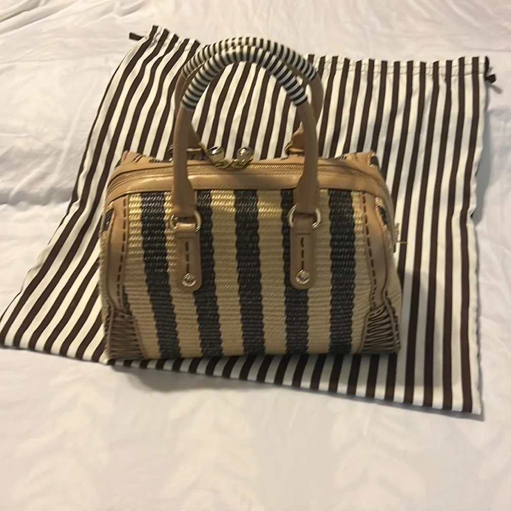 Henri Bendel leather and straw bag - Picture 3 of 11